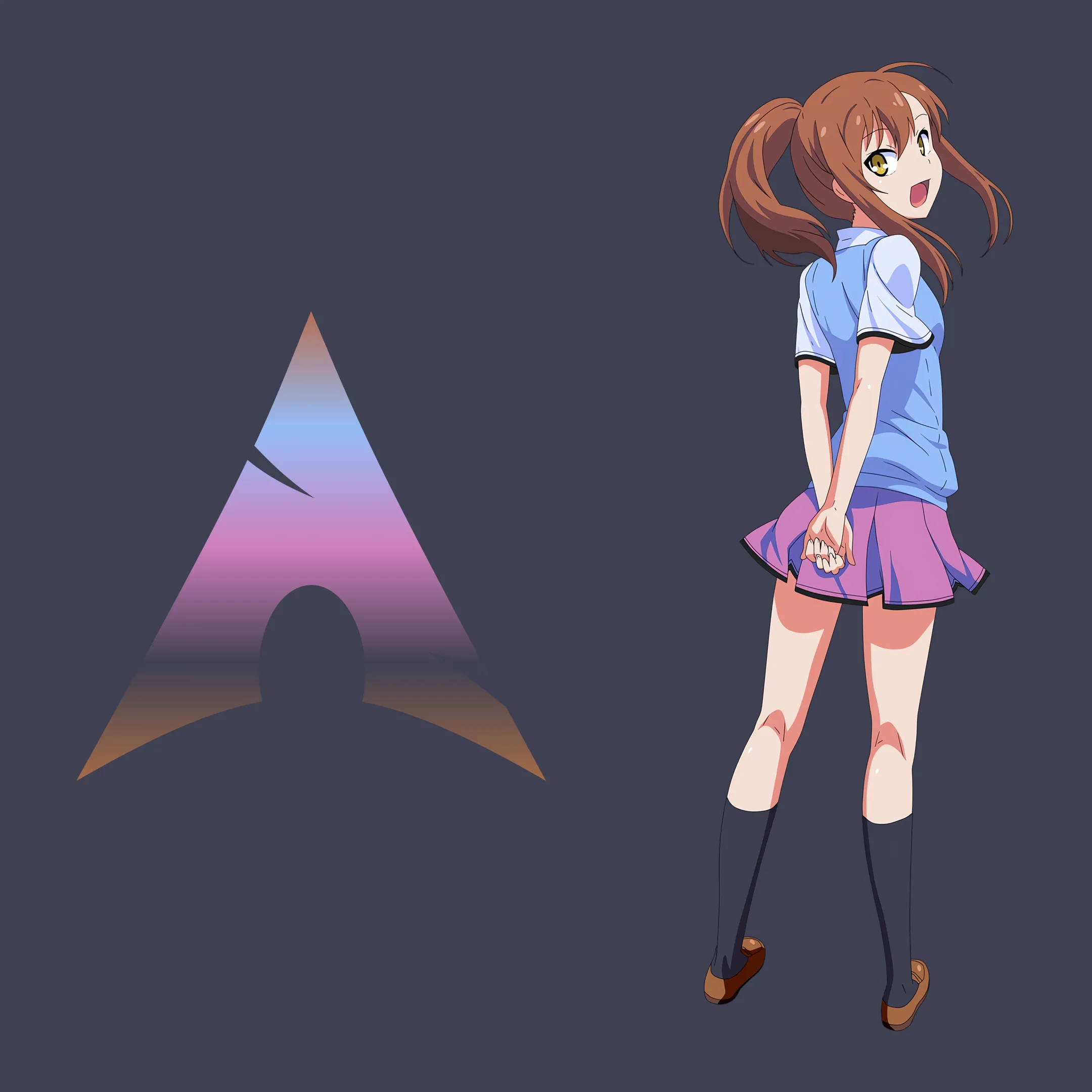 Nanami Aoyama and Arch Linux but in gradient